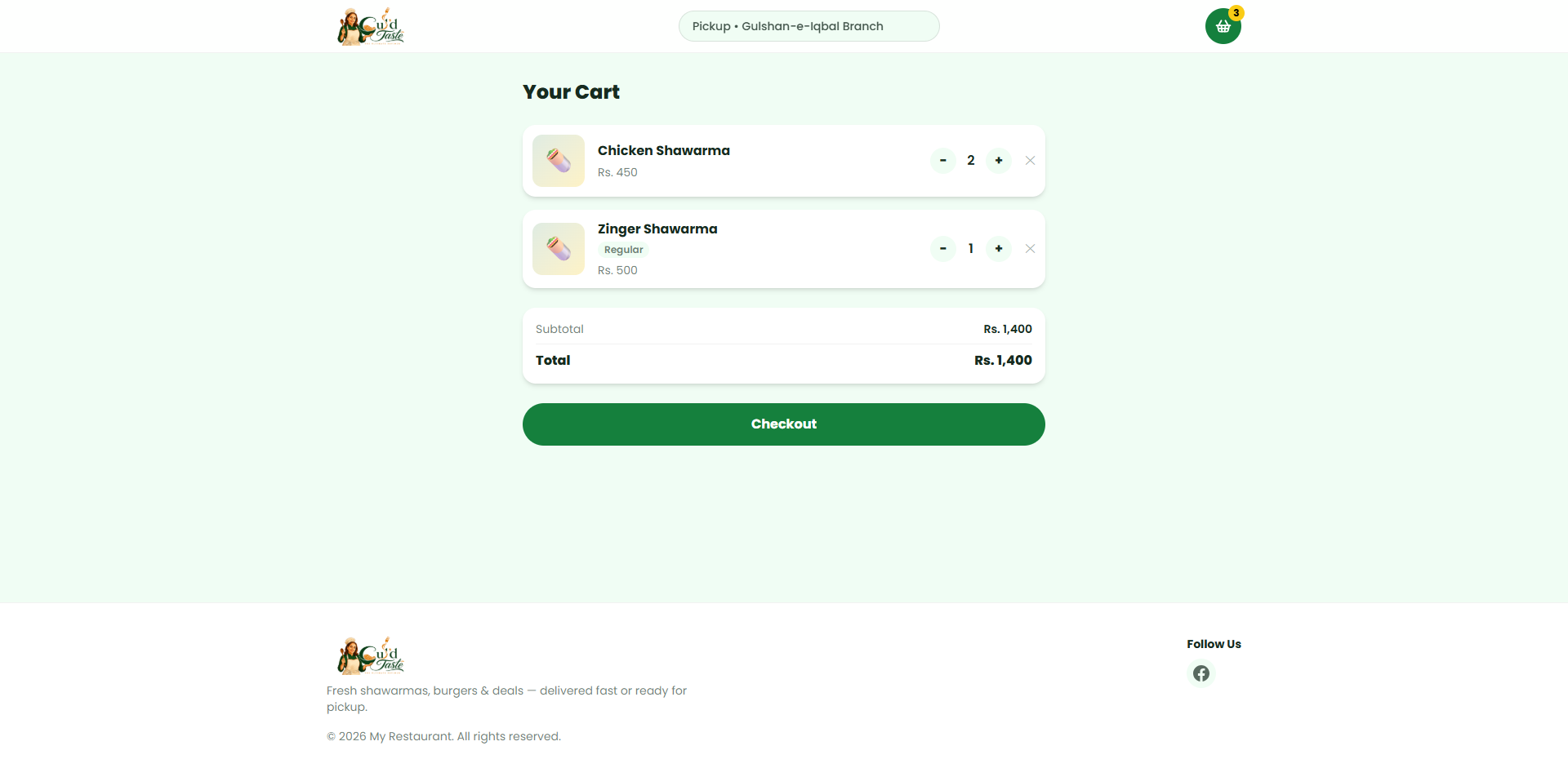 Food Cart — Full-Stack Restaurant Ordering Platform